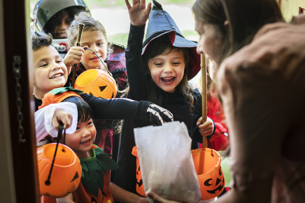 little children trick or treating on halloween 53876 41184